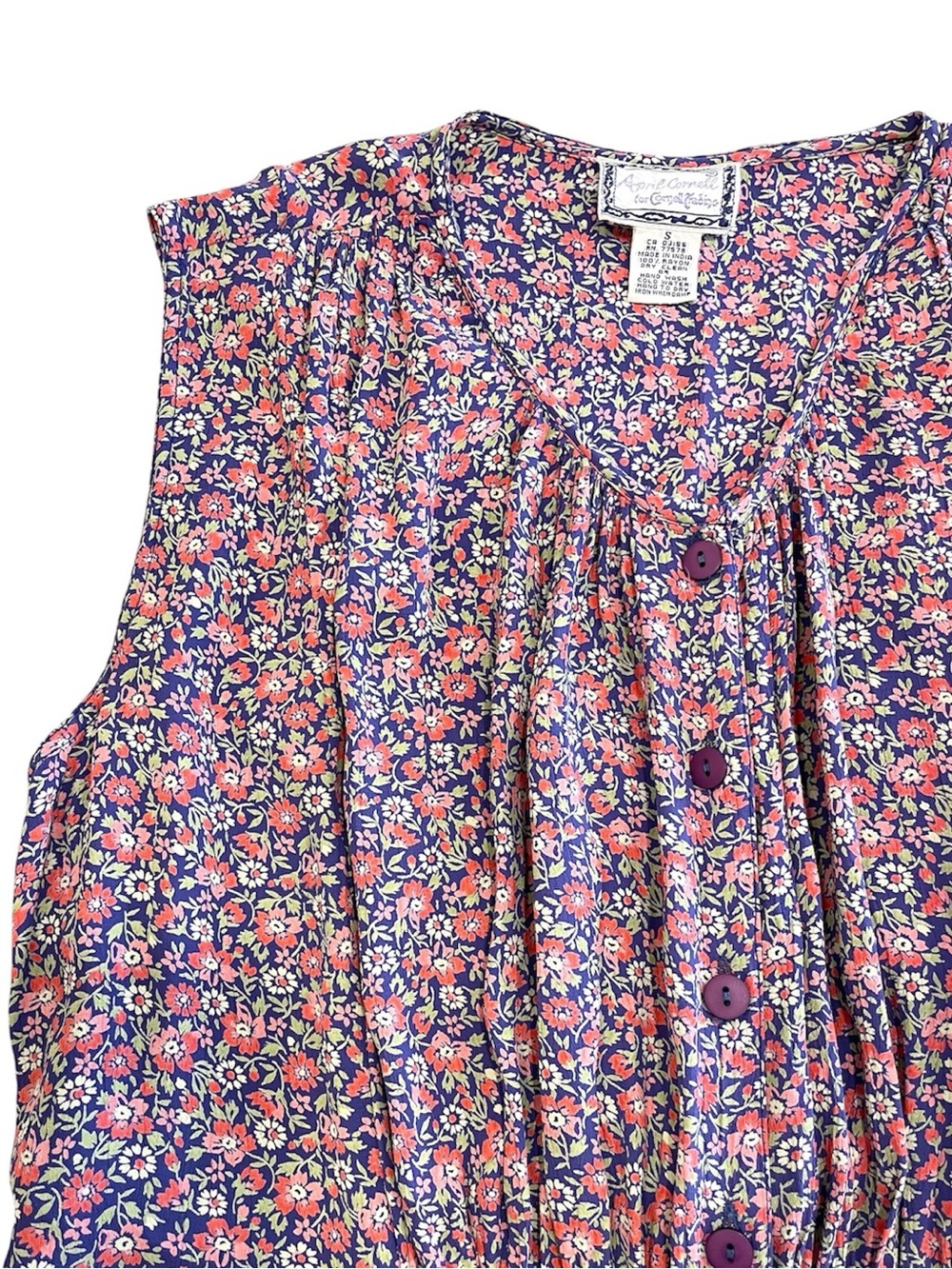 April Cornell Vintage Sleeveless Maxi Dress S Ditsy Floral Cottagecore Grunge